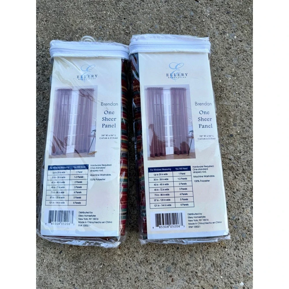 Ellery Homestyles Brendan Sheer Curtain Panels 58x84 Set of 2 Striped Multicolor